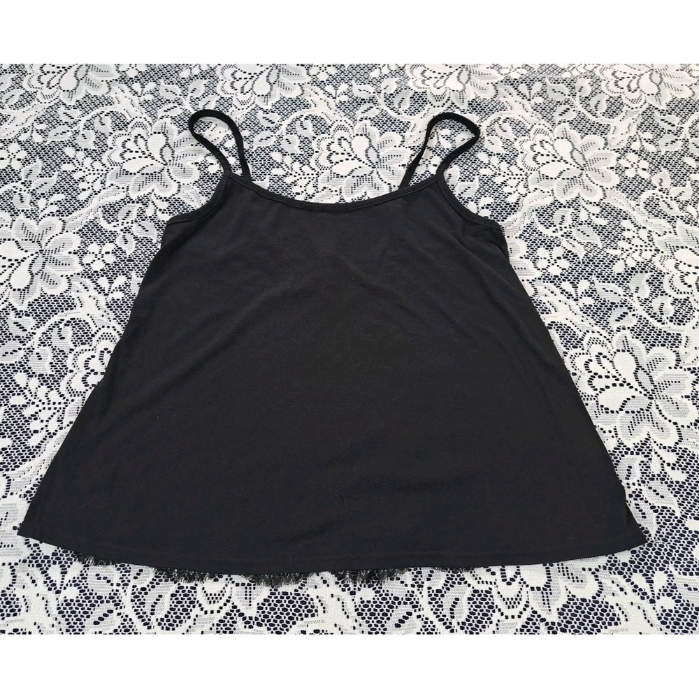 Adore Me Camisole Top M Jet Black Lace Back Adjustable Spaghetti Straps NWT - Picture 5 of 8